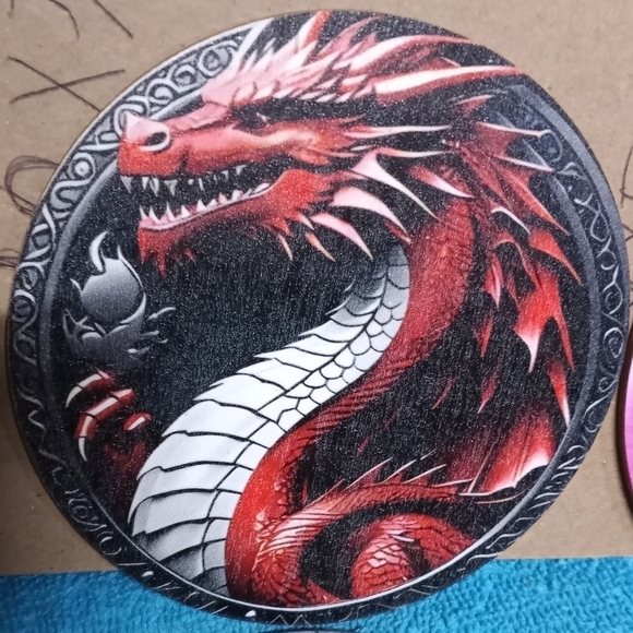 Dragon-Themed Reptile Coaster Decor Set Of 6 - Multicolor - Picture 8 of 8